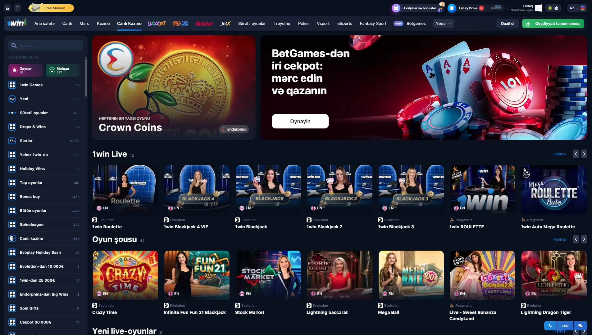 1Win oyunlar